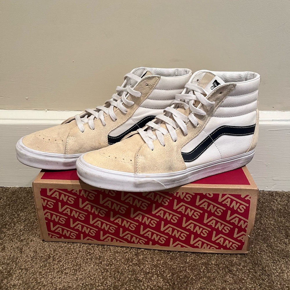 Vans Sk8 Hi high tops, cream/white, men’s 11